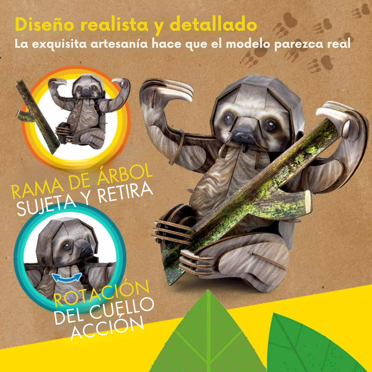 Cubicfun National Geographic - Puzzle 3D Animales Salvajes Perezoso 3 Dedos