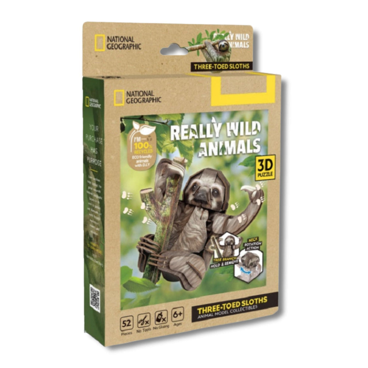 Cubicfun National Geographic - Puzzle 3D Animales Salvajes Perezoso 3 Dedos