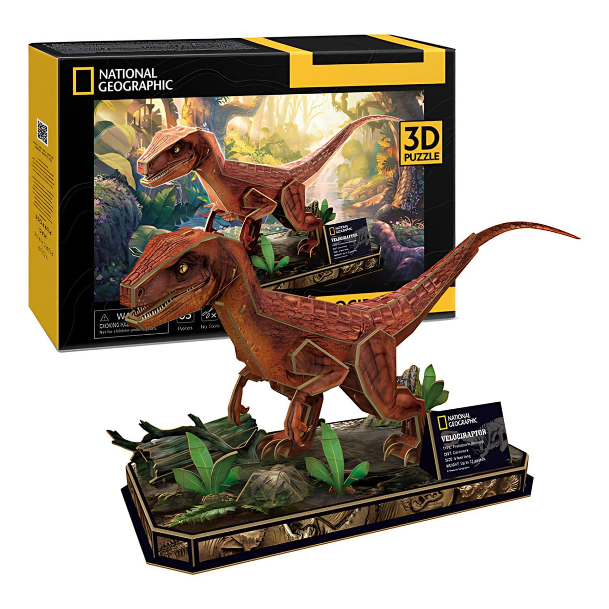 Cubicfun National Geographic - Puzzle 3D Dinosaurio Velocirraptor