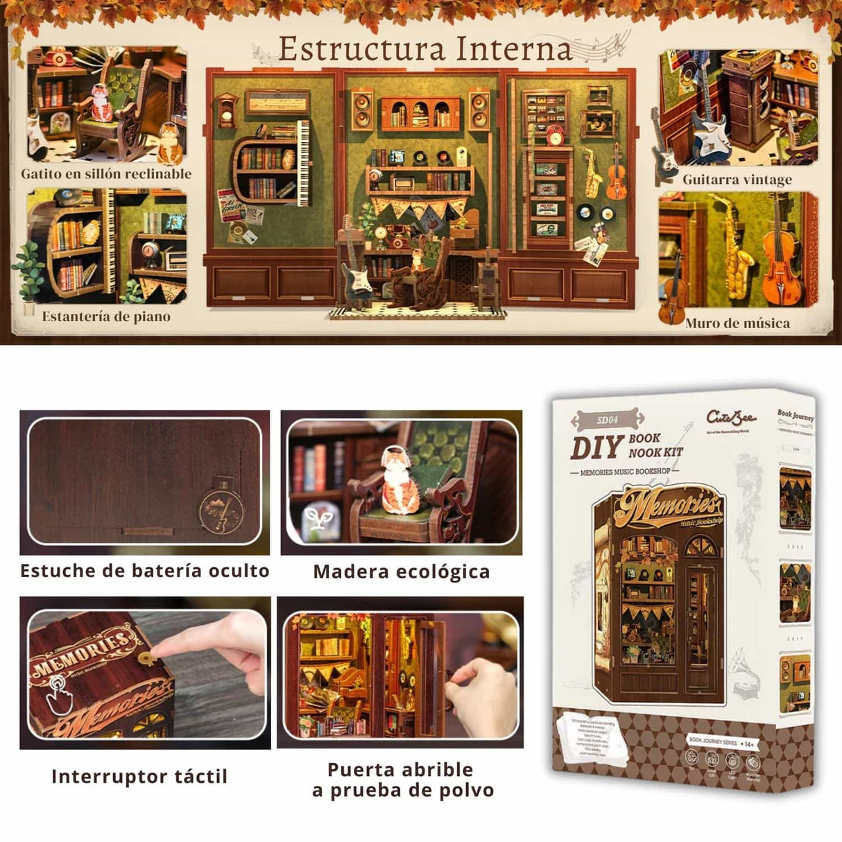 Cutebee - Separador de Libros Memories Music Bookshop SD04B