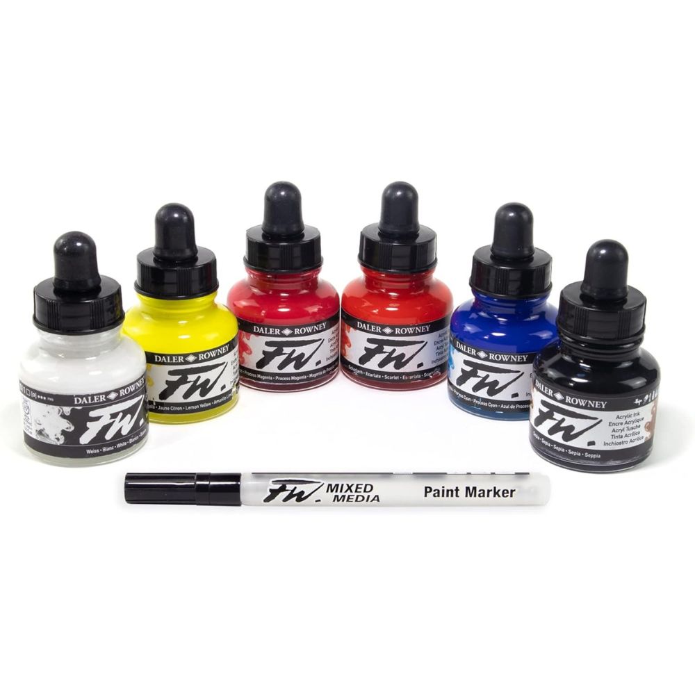 Daler Rowney FW - Set 6 Tintas Acrílicas Primary Colours 30 ml