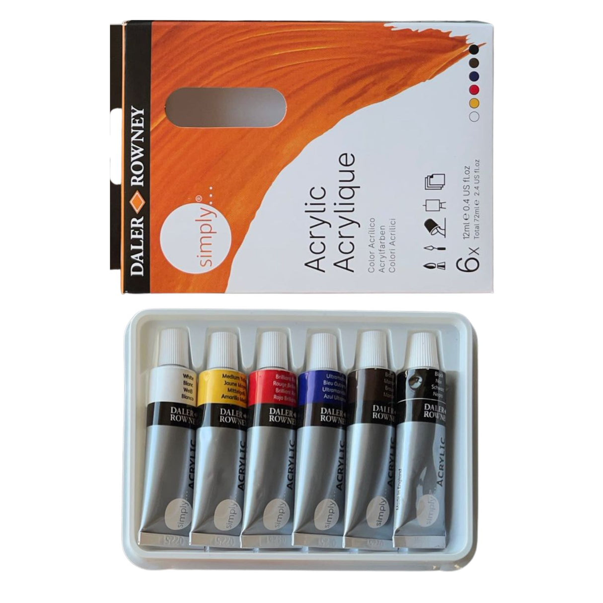 Daler Rowney Simply - Set 6 Acrílicos 12 ml