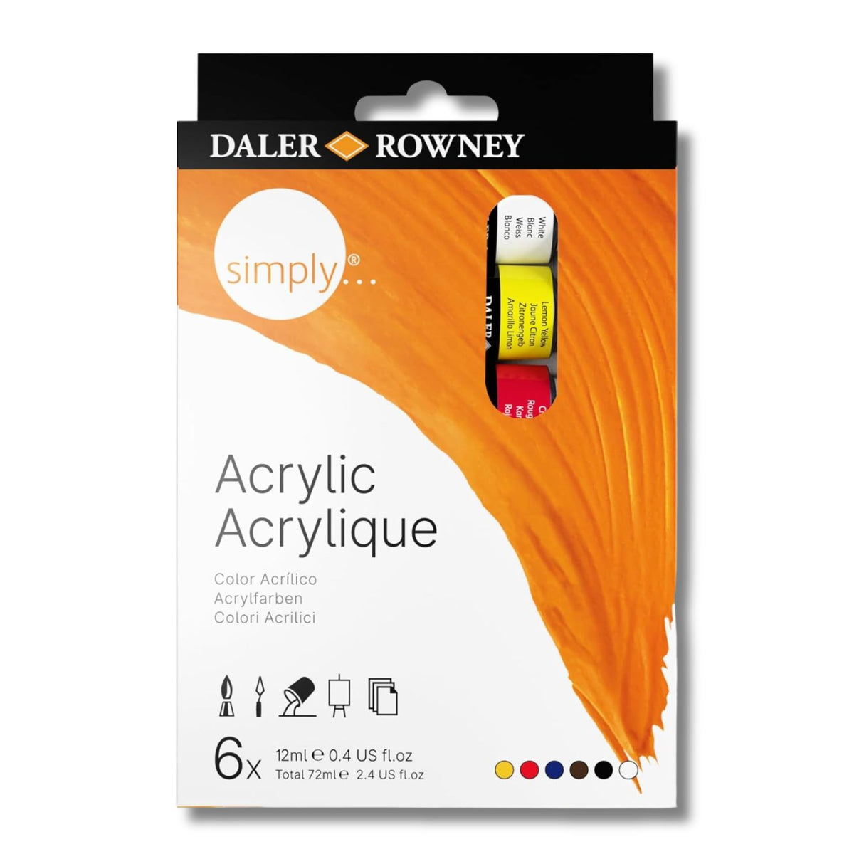 Daler Rowney Simply - Set 6 Acrílicos 12 ml