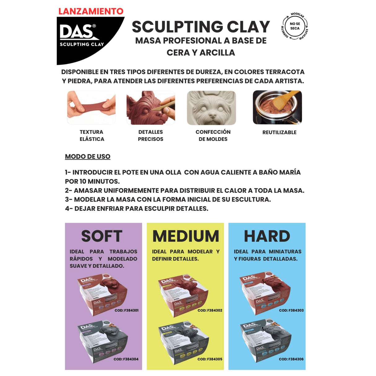 Das - Plasticina Profesional Sculpting Clay Terracotta 230 g Soft