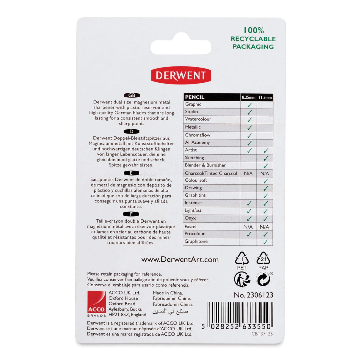 Derwent - Sacapuntas Doble con Tapa