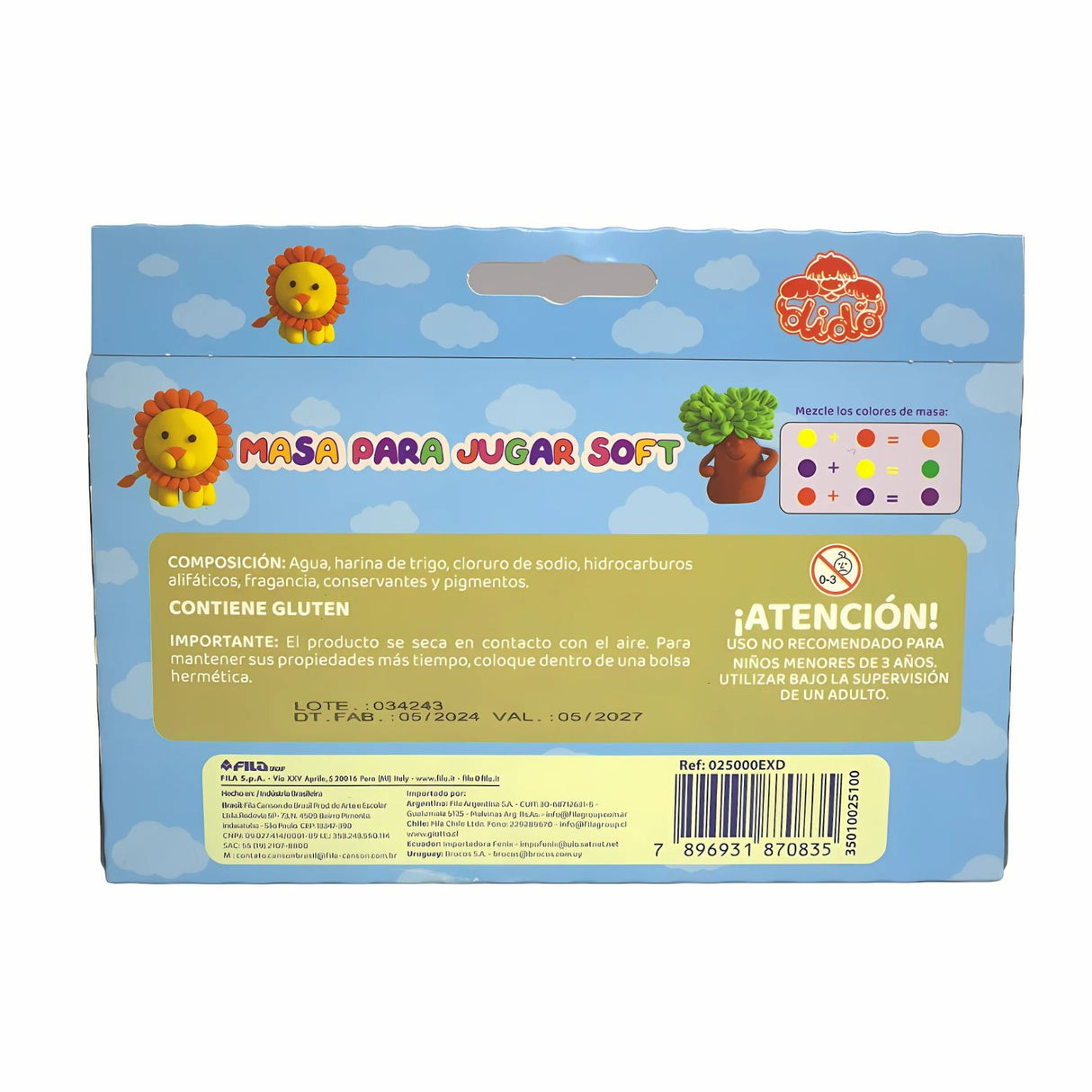 Dido - Set 12 Masa para Modelar Secado al Aire 180 g