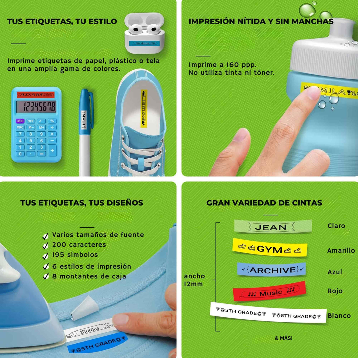 Dymo - Pack 2 Etiquetas Adhesivas de Papel Letratag 12 mm x 4 m Blanco