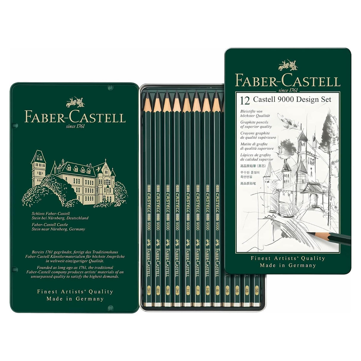 Faber-Castell 9000 - Set 12 Lápices Grafito A, Diseño