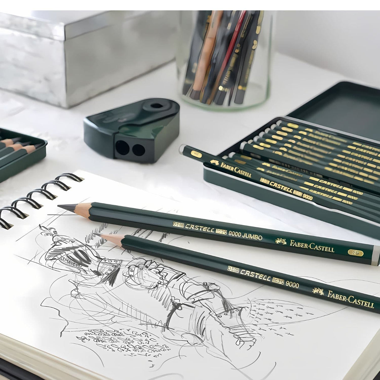 Faber-Castell 9000 - Set 12 Lápices Grafito B, Bellas Artes