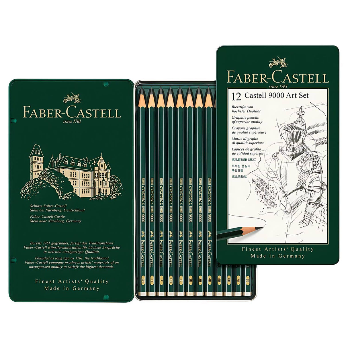 Faber-Castell 9000 - Set 12 Lápices Grafito B, Bellas Artes