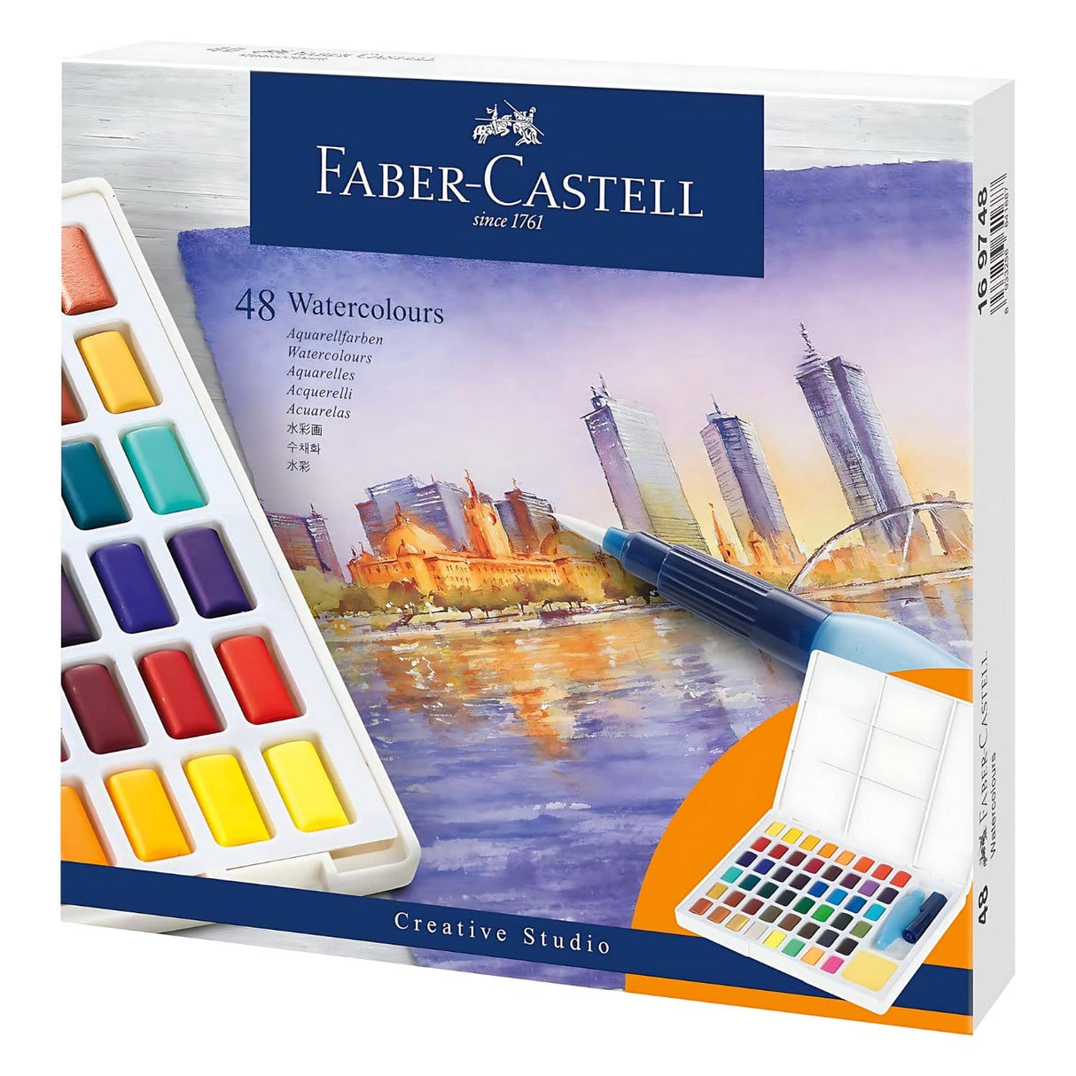Faber-Castell Creative Studio - Set 48 Acuarelas con Water Brush