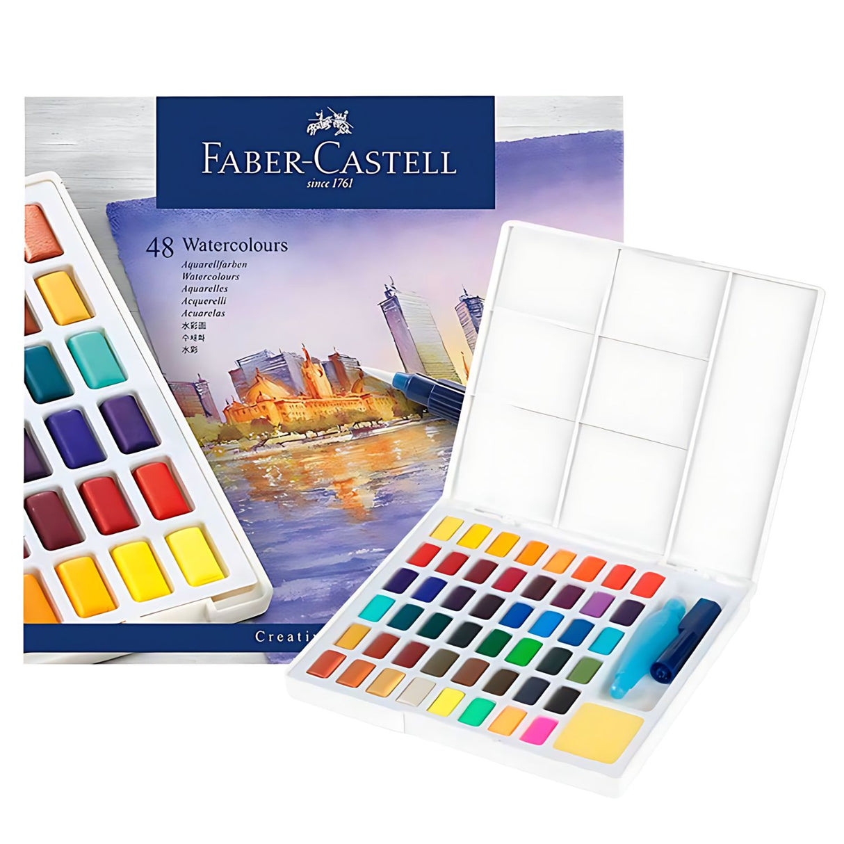 Faber-Castell Creative Studio - Set 48 Acuarelas con Water Brush