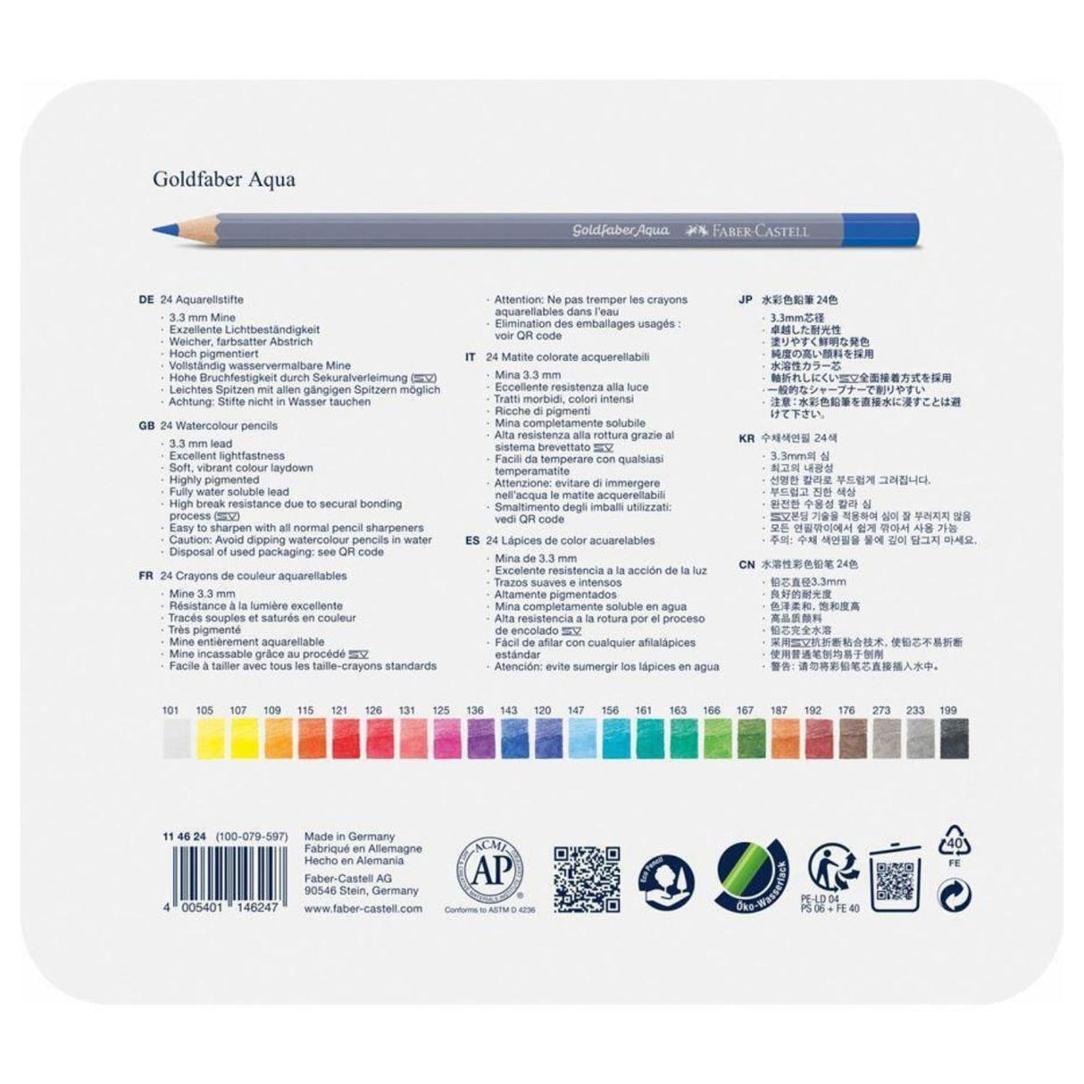 Faber Castell Goldfaber Aqua - Set 24 Lápices de Colores Acuarelables