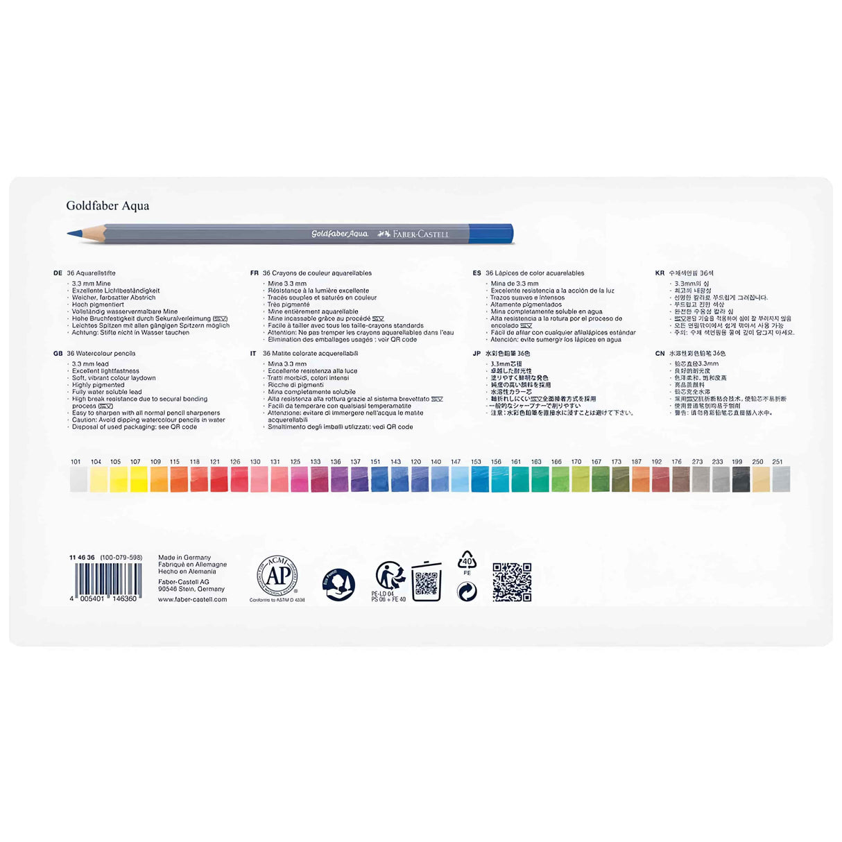 Faber Castell Goldfaber Aqua - Set 36 Lápices de Colores Acuarelables