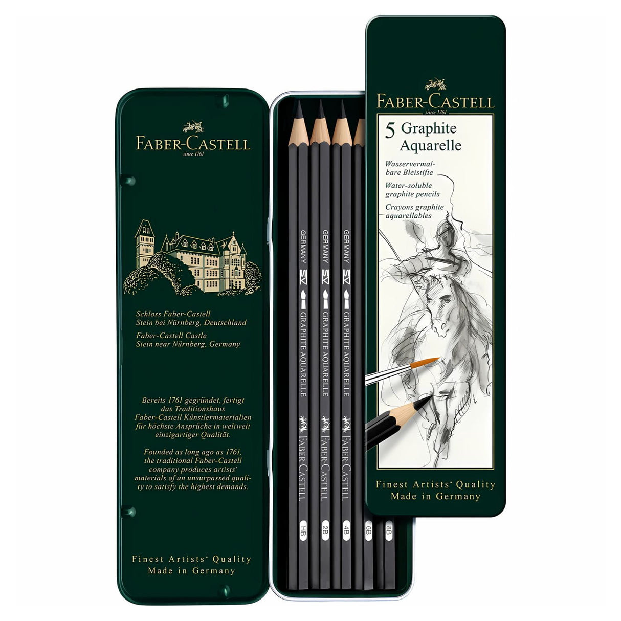 Faber Castell Graphite Aquarelle - Set 5 Lápices Grafito Acuarelables