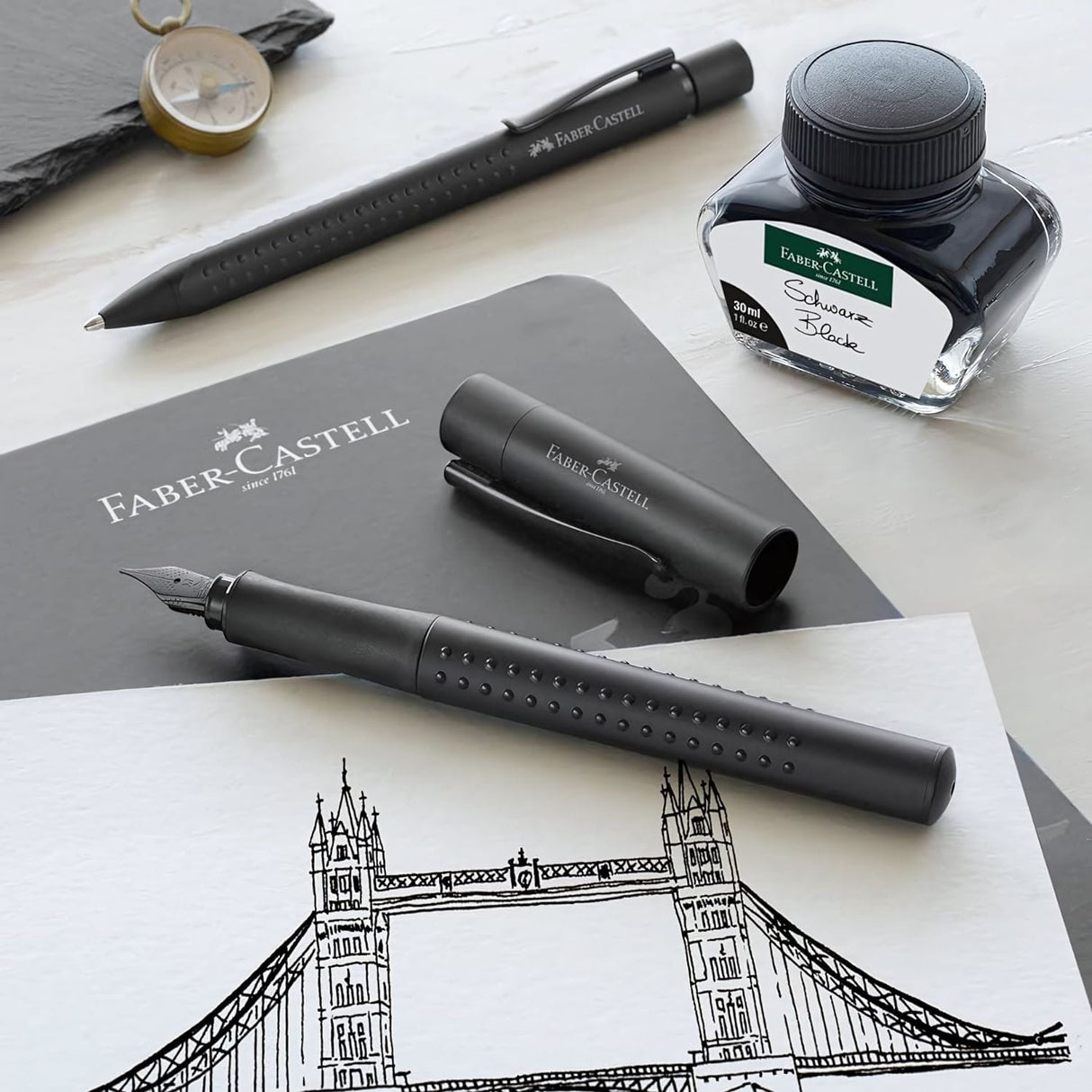 Faber Castell Grip Edition - Kit Pluma M y Bolígrafo XB All Black