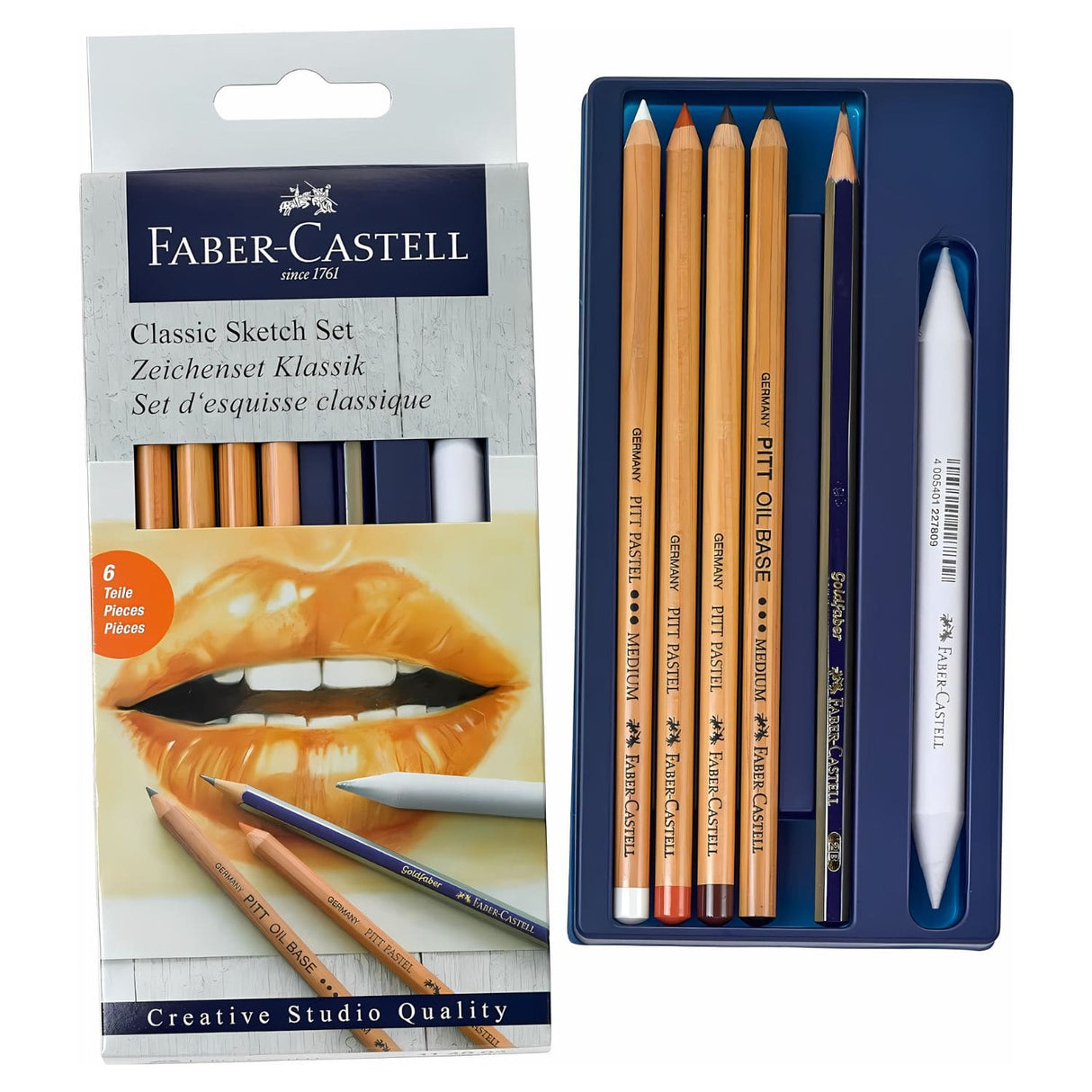 Faber-Castell - Kit Dibujo Classic Sketch Set Pastel, 6 Piezas