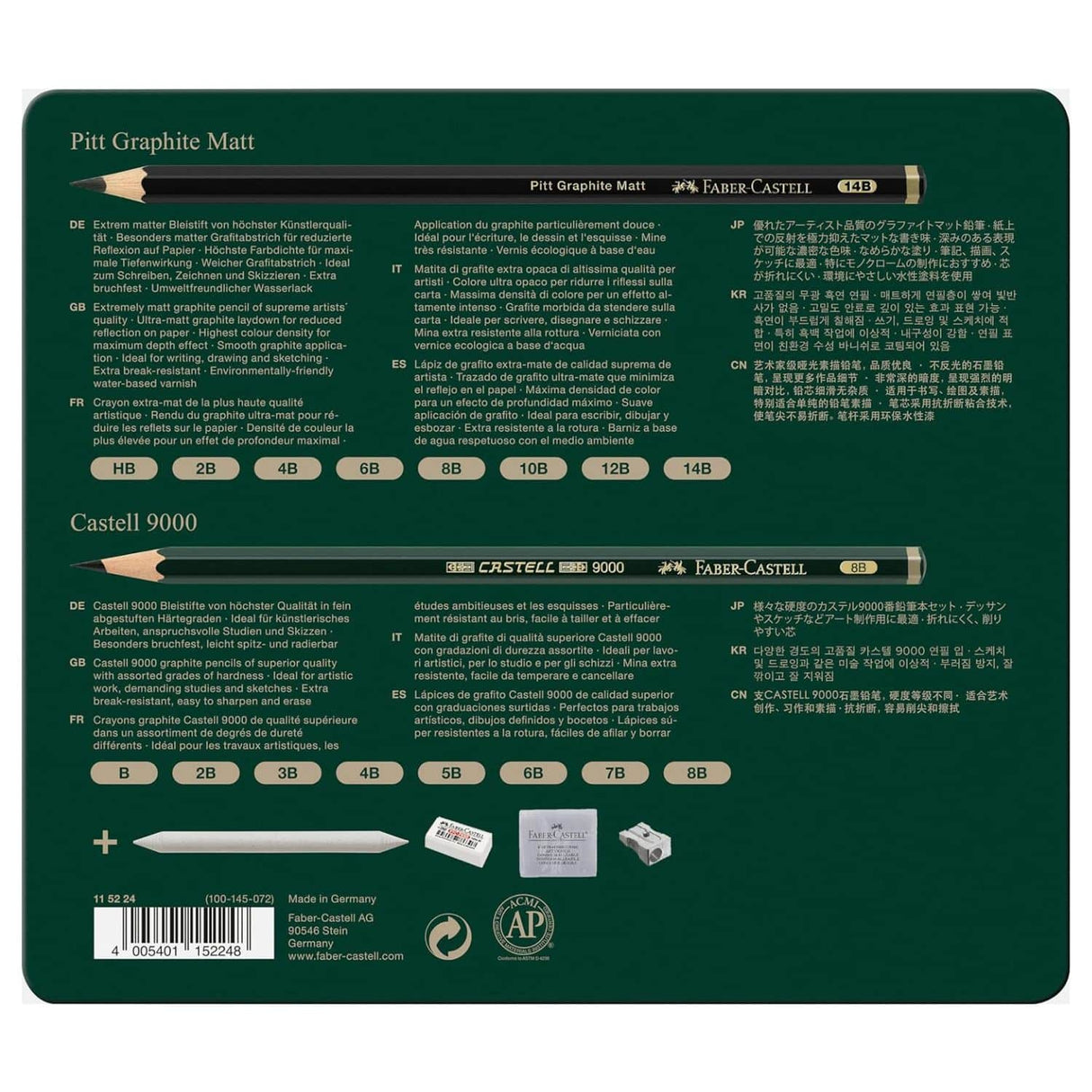 Faber Castell - Kit Grafito Castell 9000 y Pitt Graphite Matt 20 Piezas