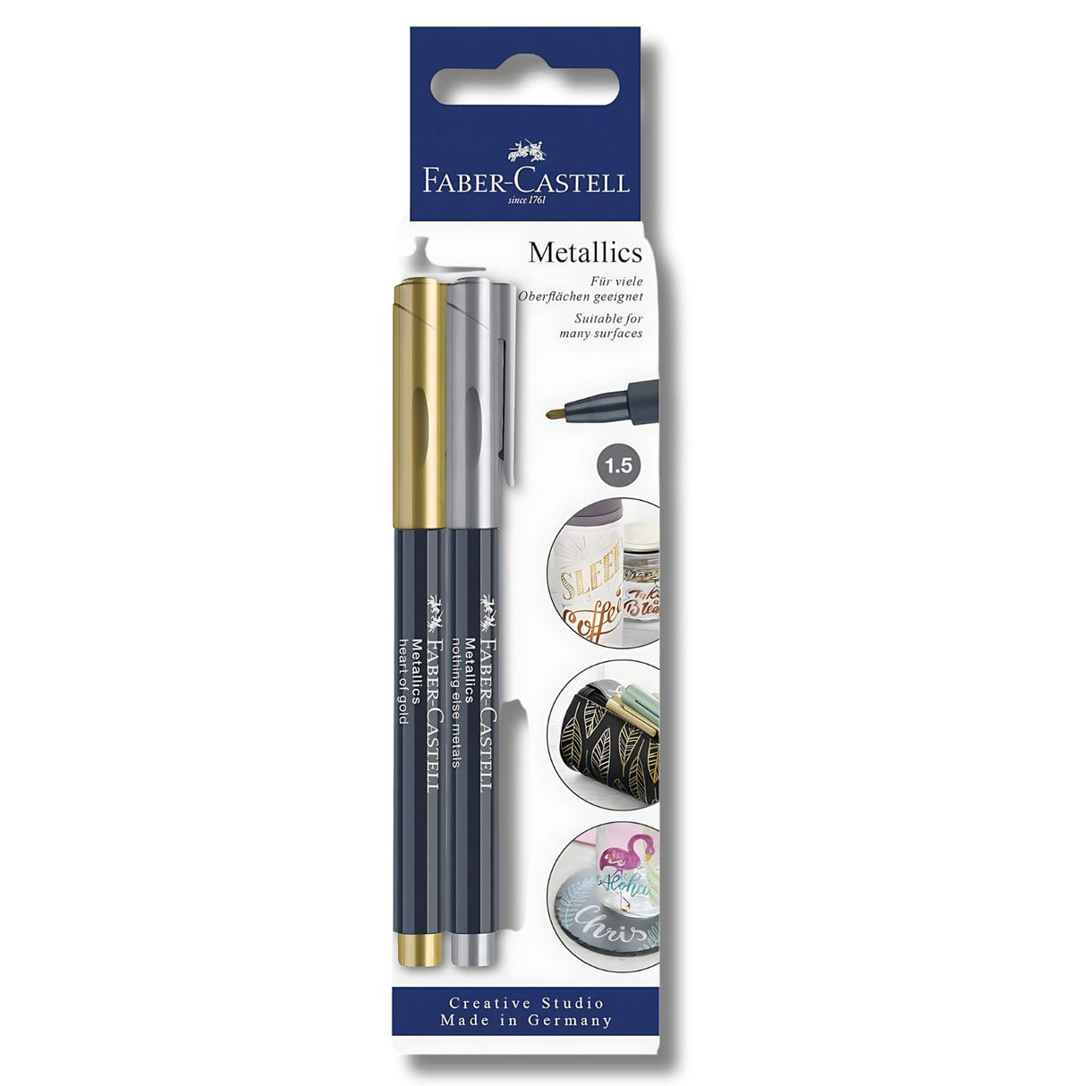 Faber-Castell Metallics - Set 2 Marcadores Oro y Plata