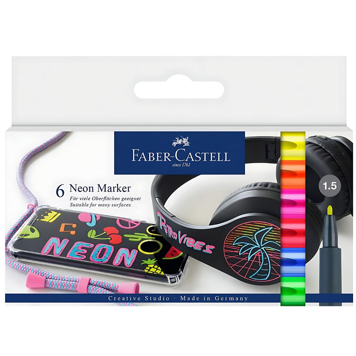 Faber Castell Neon Marker - Set 6 Marcadores Punta Media
