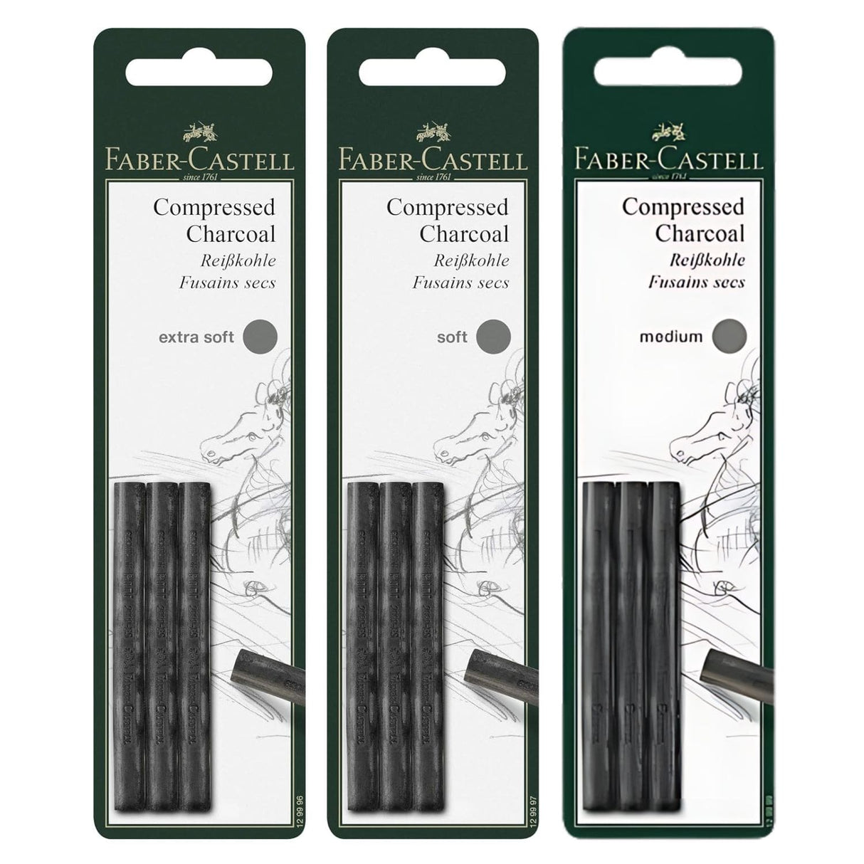 Faber Castell - Pack 3 Barras de Carbón Prensado