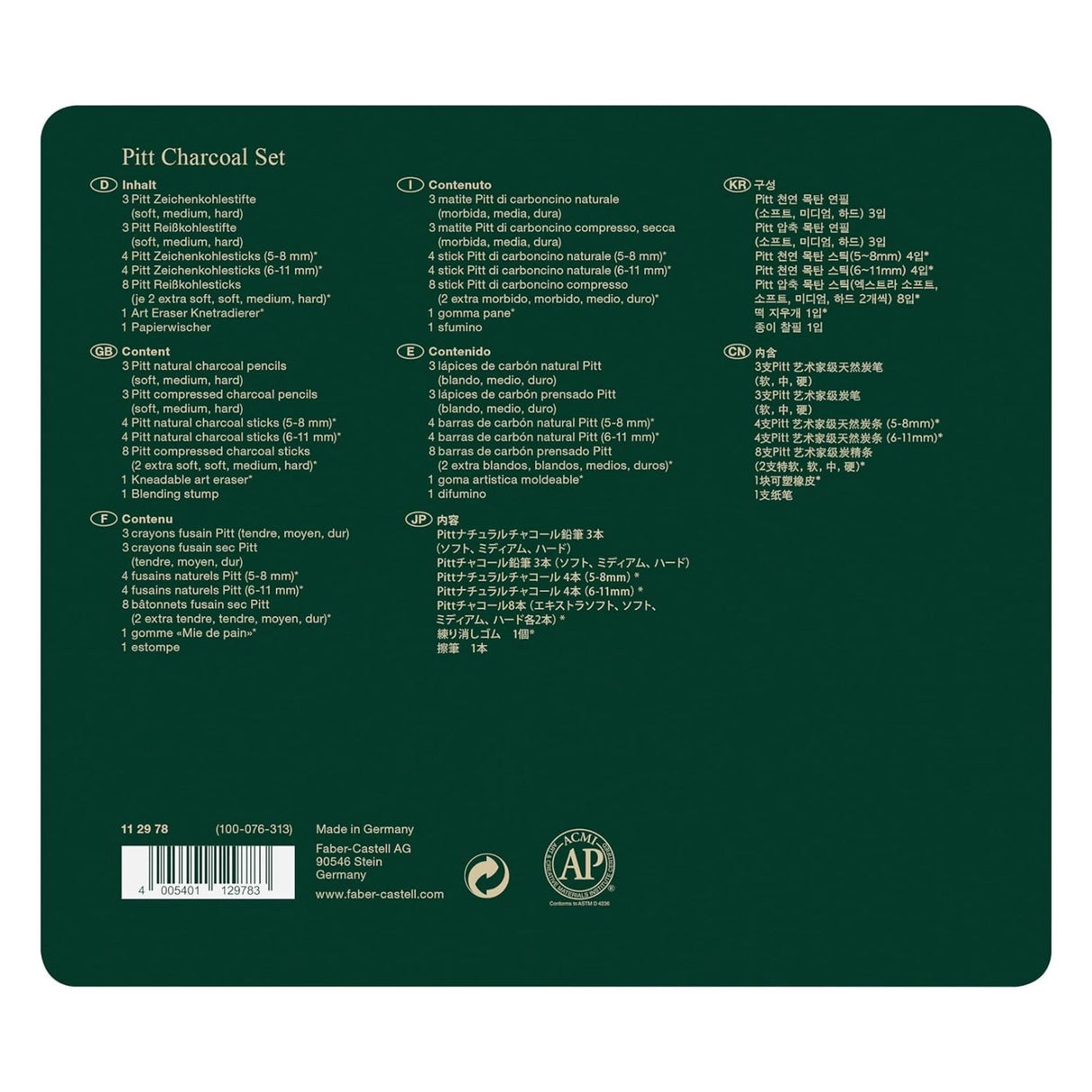 Faber-Castell Pitt Charcoal - Kit Carboncillo 24 Piezas