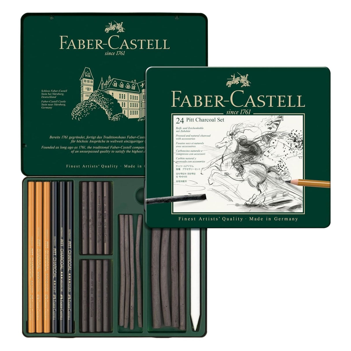 Faber-Castell Pitt Charcoal - Kit Carboncillo 24 Piezas