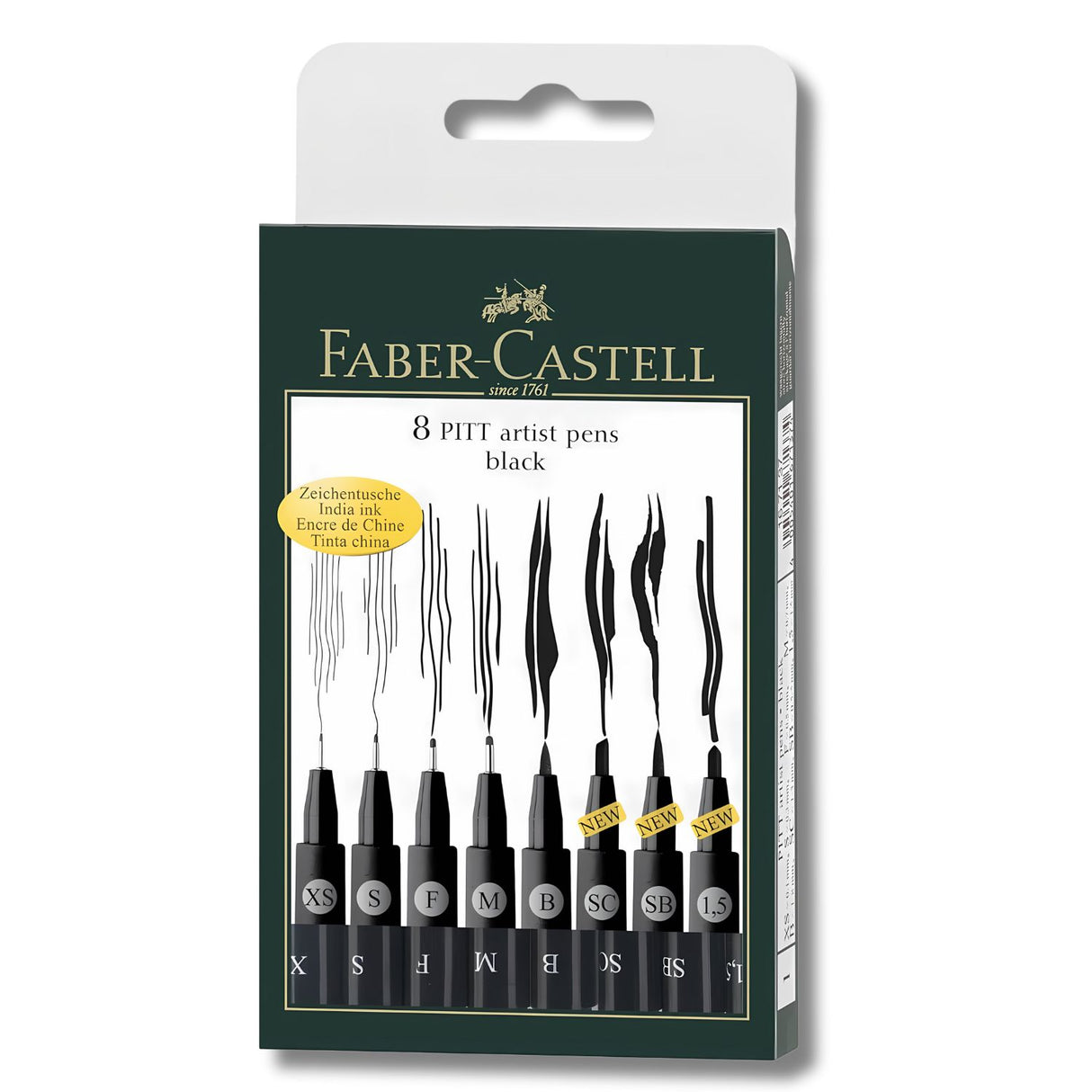 Faber-Castell Pitt - Set 8 Tiralíneas Negro Surtidos