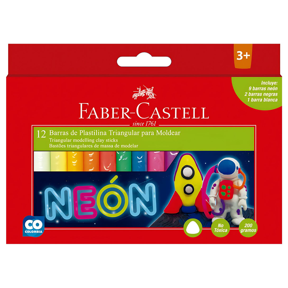 Faber Castell - Set 12 Plasticinas Colores Neón
