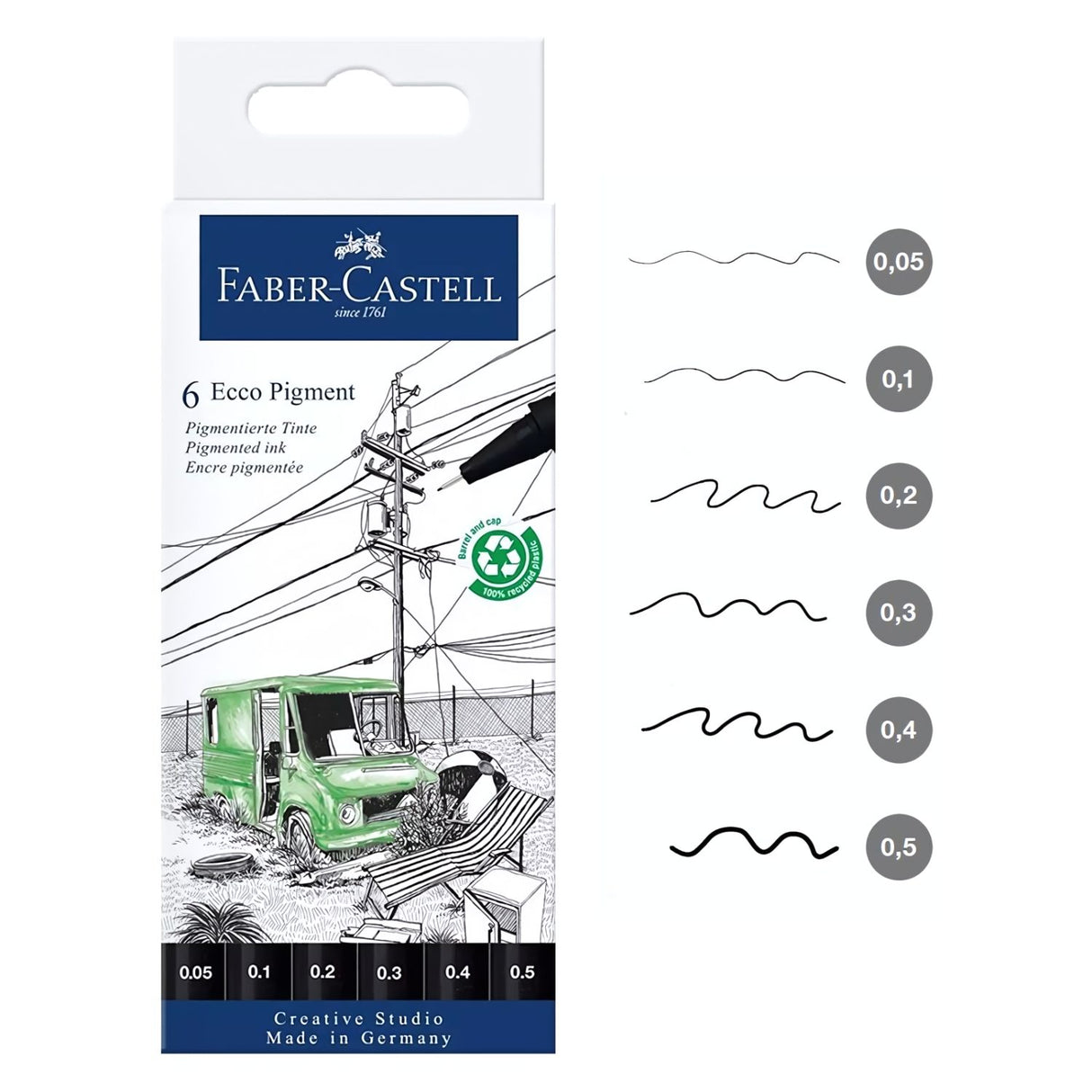 Faber Castell - Set 6 Tiralíneas Ecco Pigment