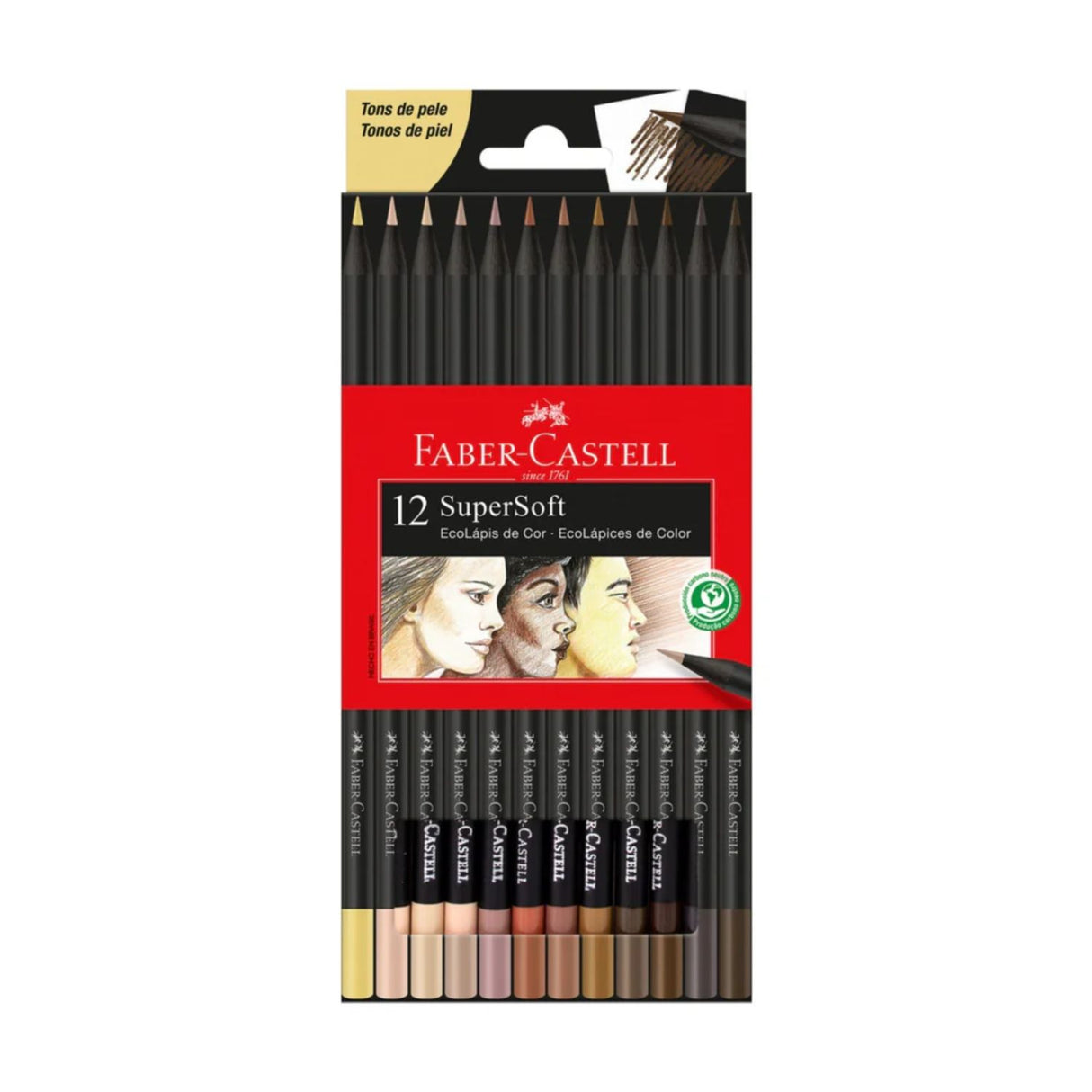 Faber Castell SuperSoft - Set 12 Lápices de Colores Tonos de Piel