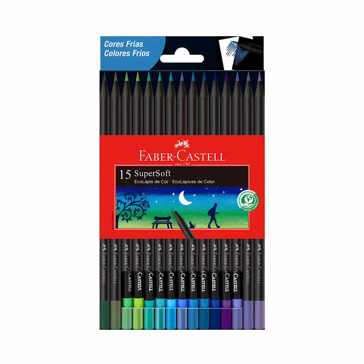 Faber Castell SuperSoft - Set 15 Lápices de Colores Colores Fríos