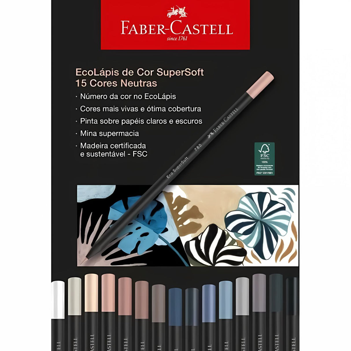 Faber Castell SuperSoft - Set 15 Lápices de Colores Colores Neutros