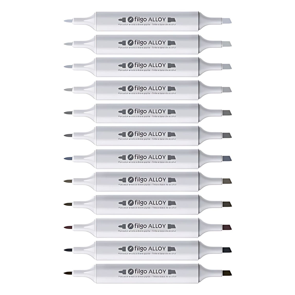 Filgo Alloy - Set 12 Marcadores al Alcohol Tonos Grises Neutros