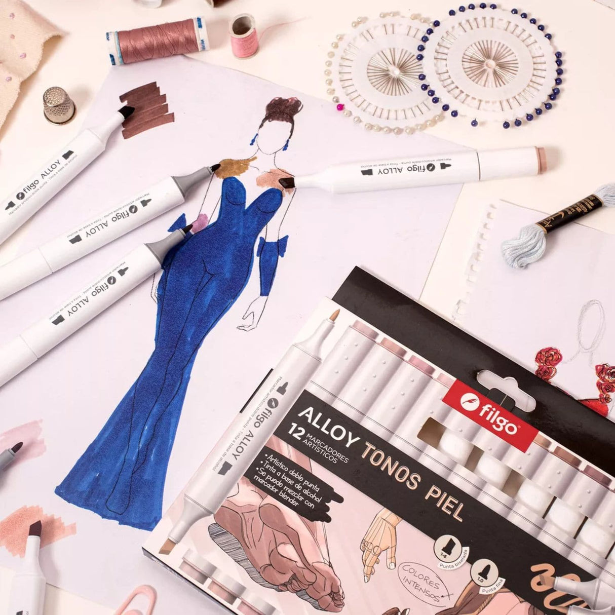 Filgo Alloy - Set 12 Marcadores al Alcohol Tonos Piel