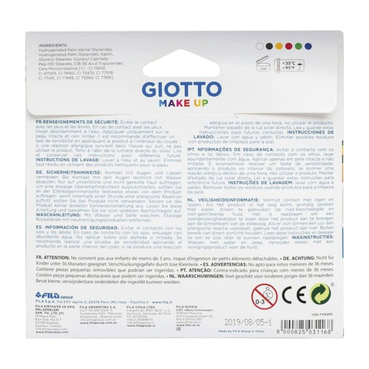 Giotto Make Up - Set 6 Pinta Carita Colores Clásicos