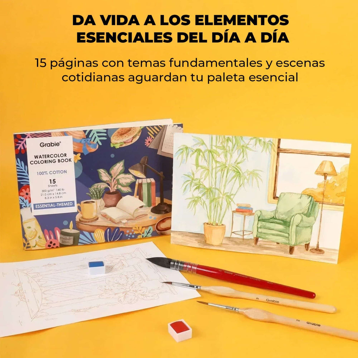 Grabie Coloring Club - Kit Acuarelas Essential Libreta y Libro