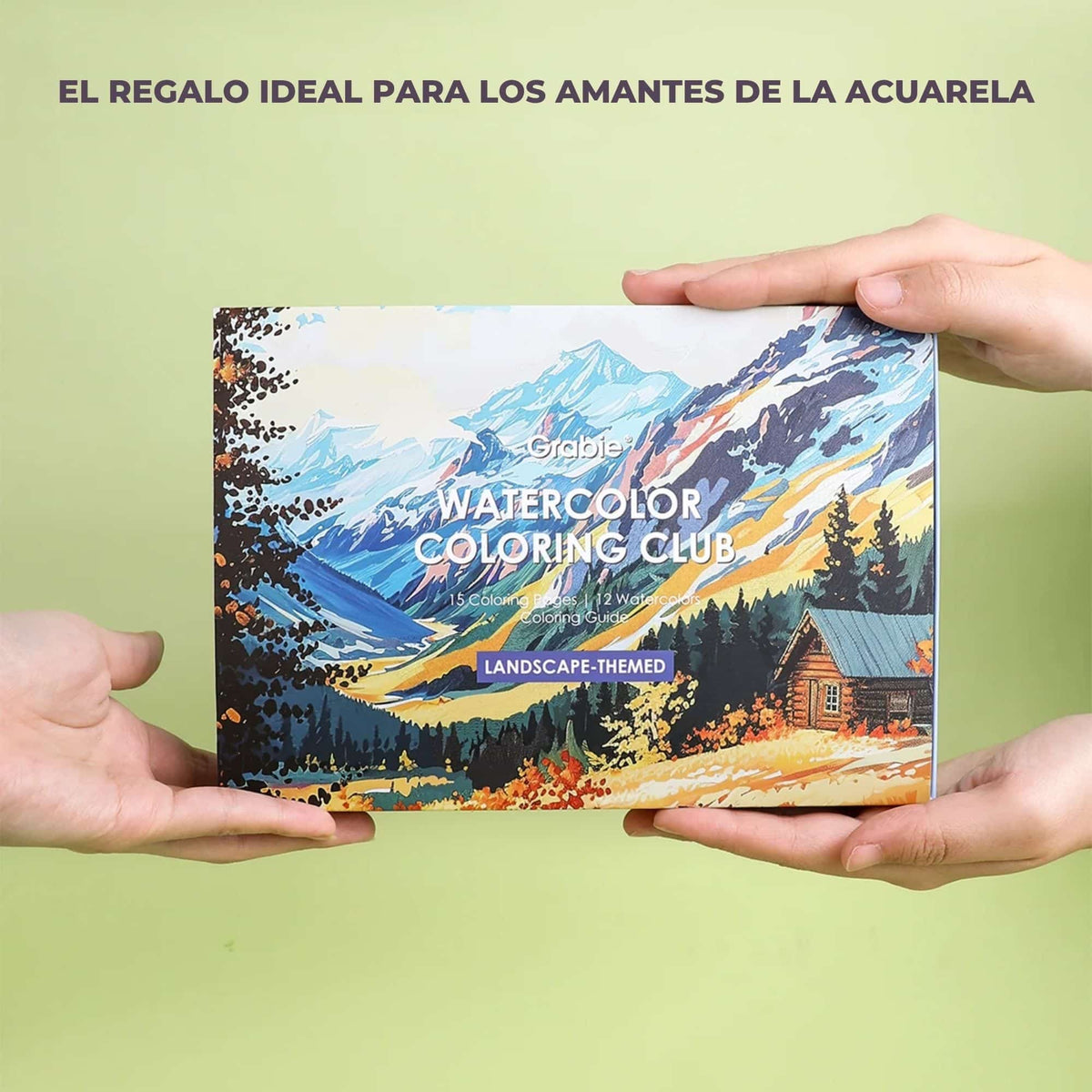 Grabie Coloring Club - Kit Acuarelas Landscape Libreta y Libro