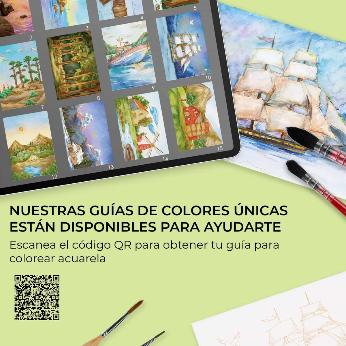 Grabie Coloring Club - Kit Acuarelas Landscape Libreta y Libro