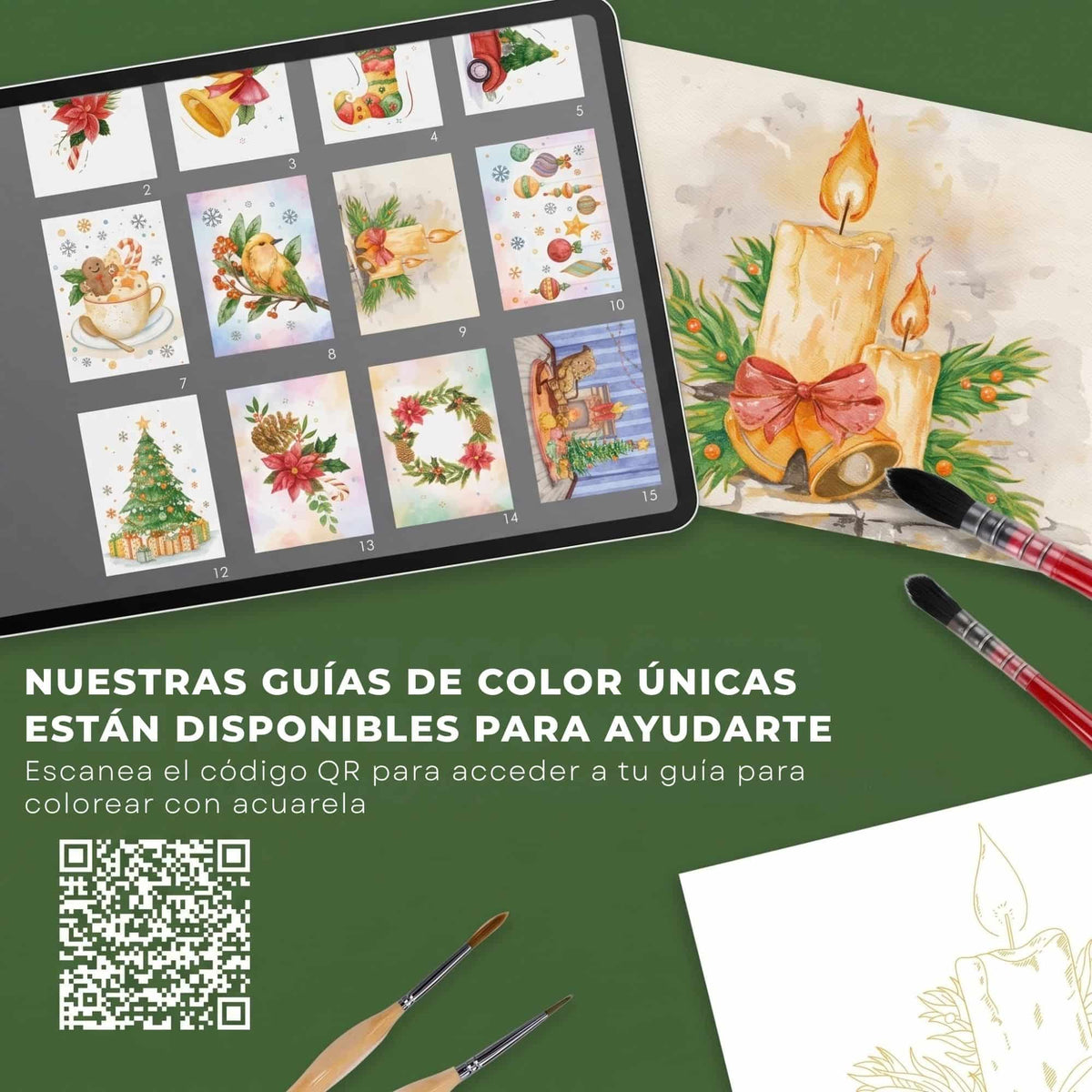 Grabie Coloring Club - Kit Acuarelas Navidad Libreta y Libro