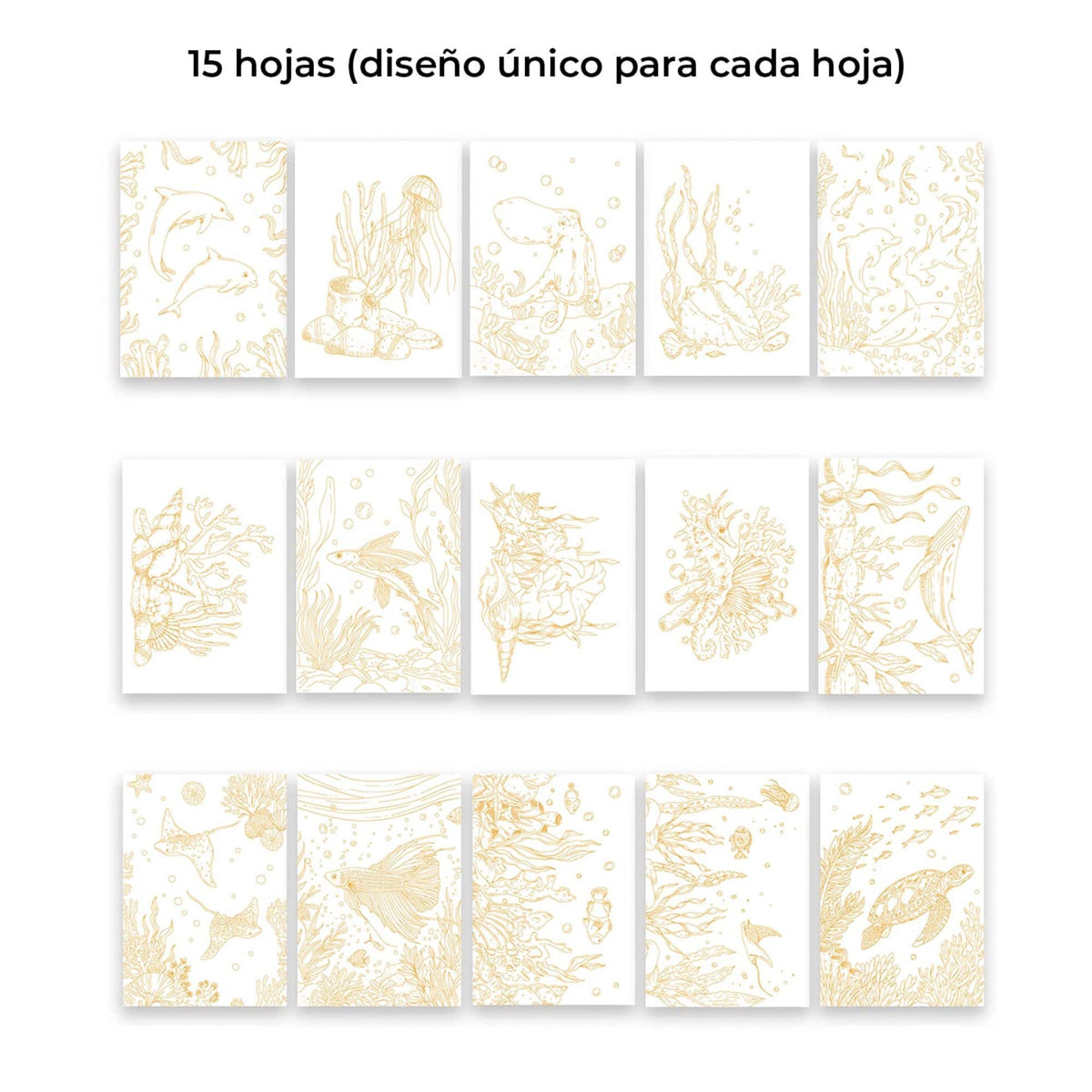 Grabie - Libro para Colorear Acuarela 100% Algodón Ocean