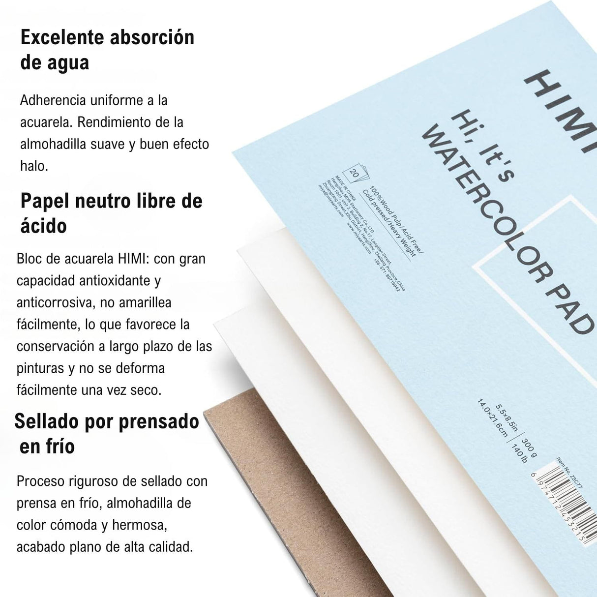 Himi - Block Mixed Media Pad 90 hojas 180 g/m2 22,9 x 30,5 cm