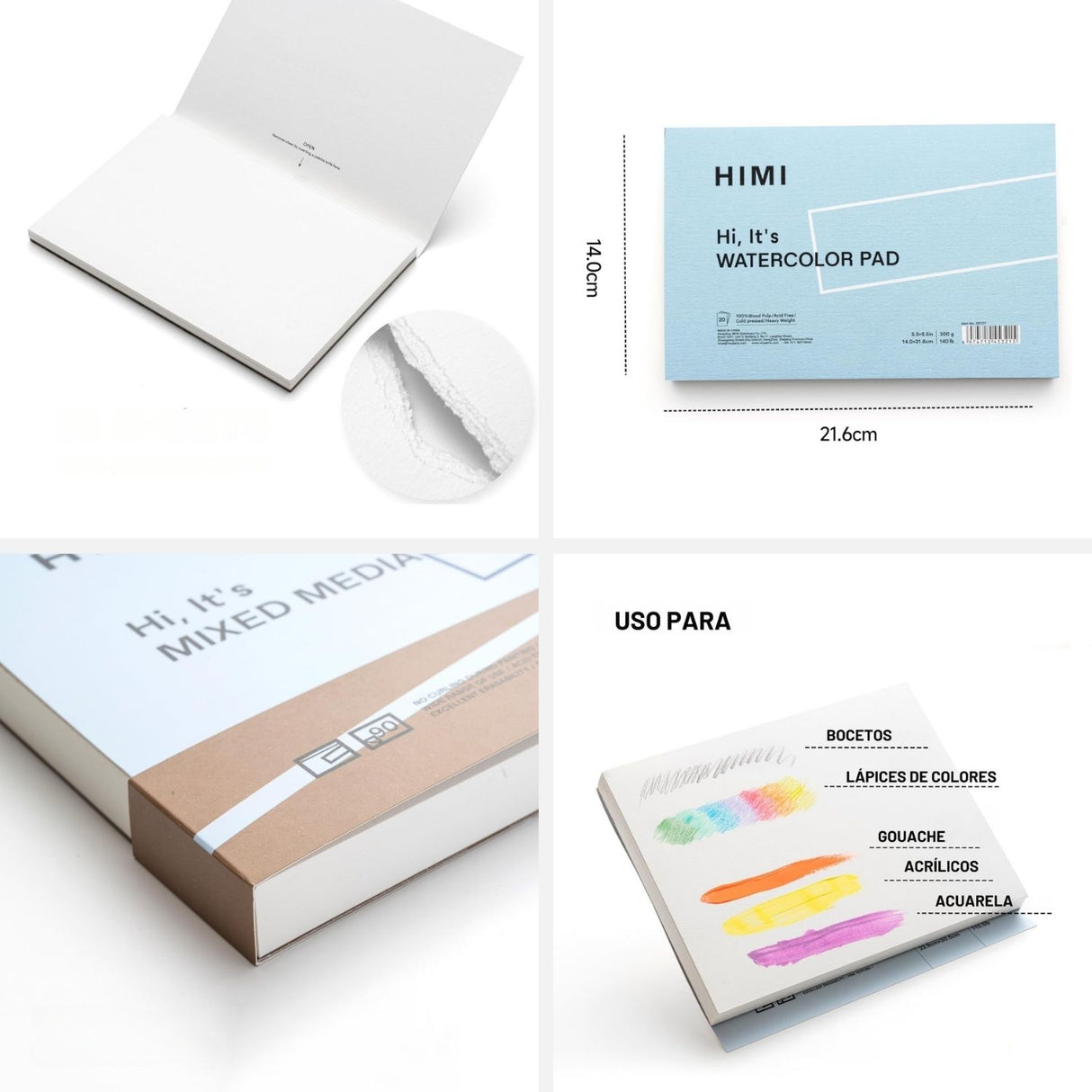 Himi - Block Mixed Media Pad 90 hojas 180 g/m2 22,9 x 30,5 cm