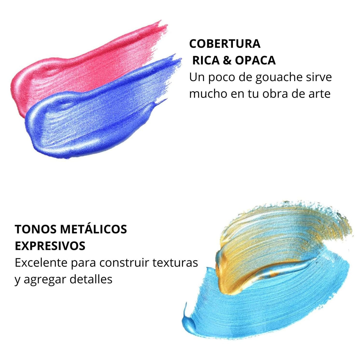 Himi - Set 18 Gouache Potes 30 g Estuche Amarillo Colores Metálicos