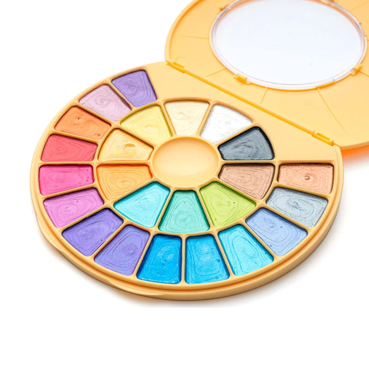 Himi - Set 24 Acuarelas Metálicas en Pastilla Estuche Amarillo