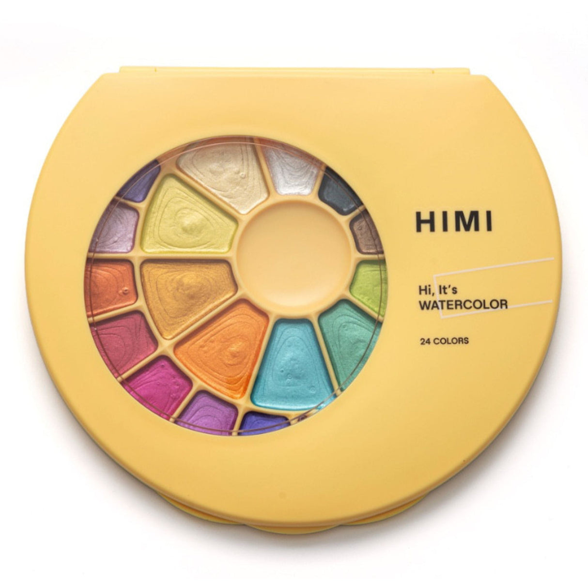 Himi - Set 24 Acuarelas Metálicas en Pastilla Estuche Amarillo