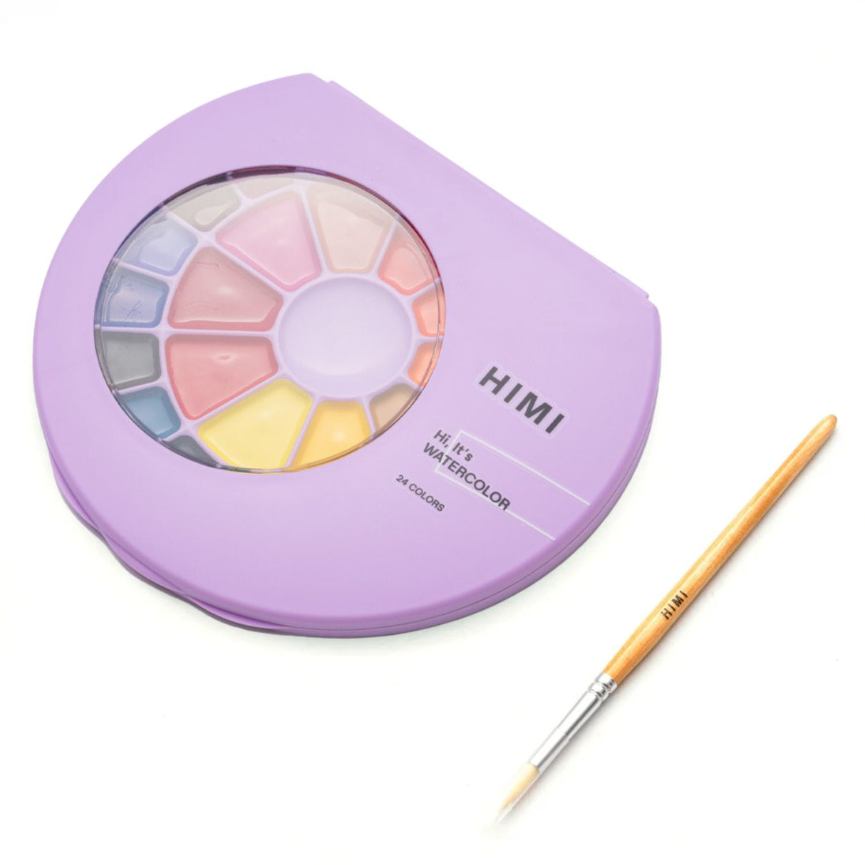 Himi - Set 24 Acuarelas Semi Húmedas en Pastilla Estuche Lila