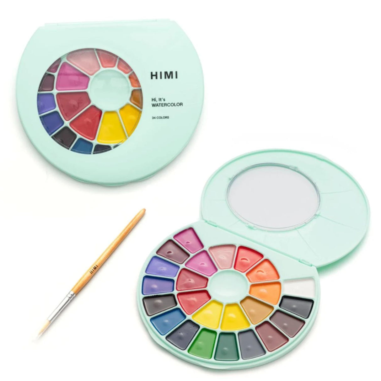 Himi - Set 24 Acuarelas Semi Húmedas en Pastilla Estuche Verde