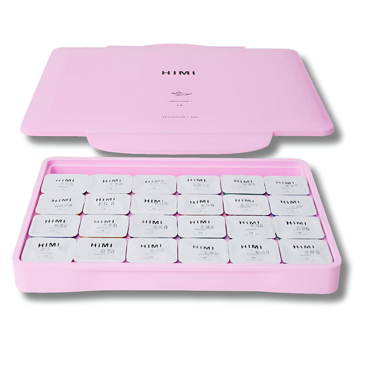 Himi - Set 24 Gouache Potes 30 g Estuche Rosado y 3 Pinceles