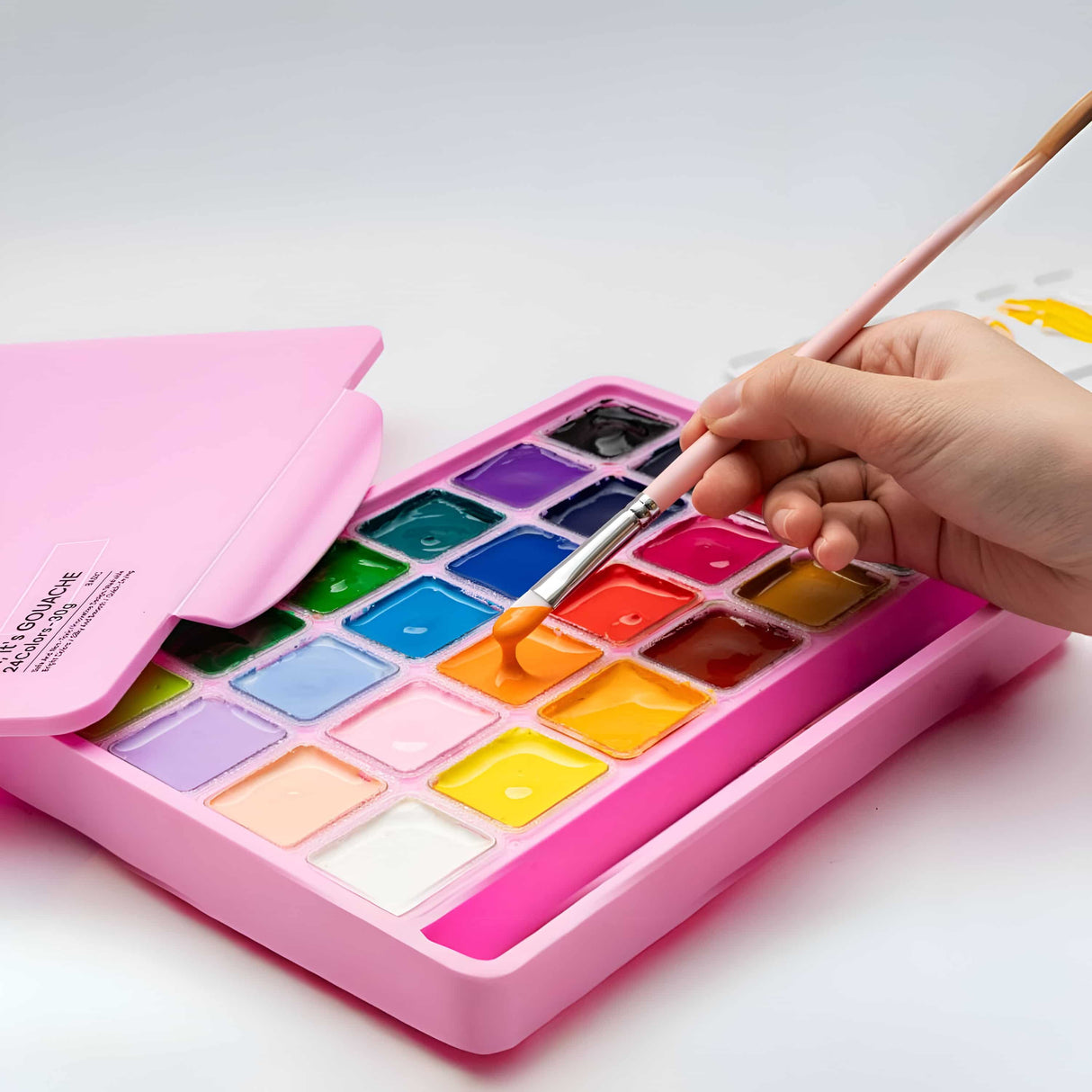 Himi - Set 24 Gouache Potes 30 g Estuche Rosado y 3 Pinceles